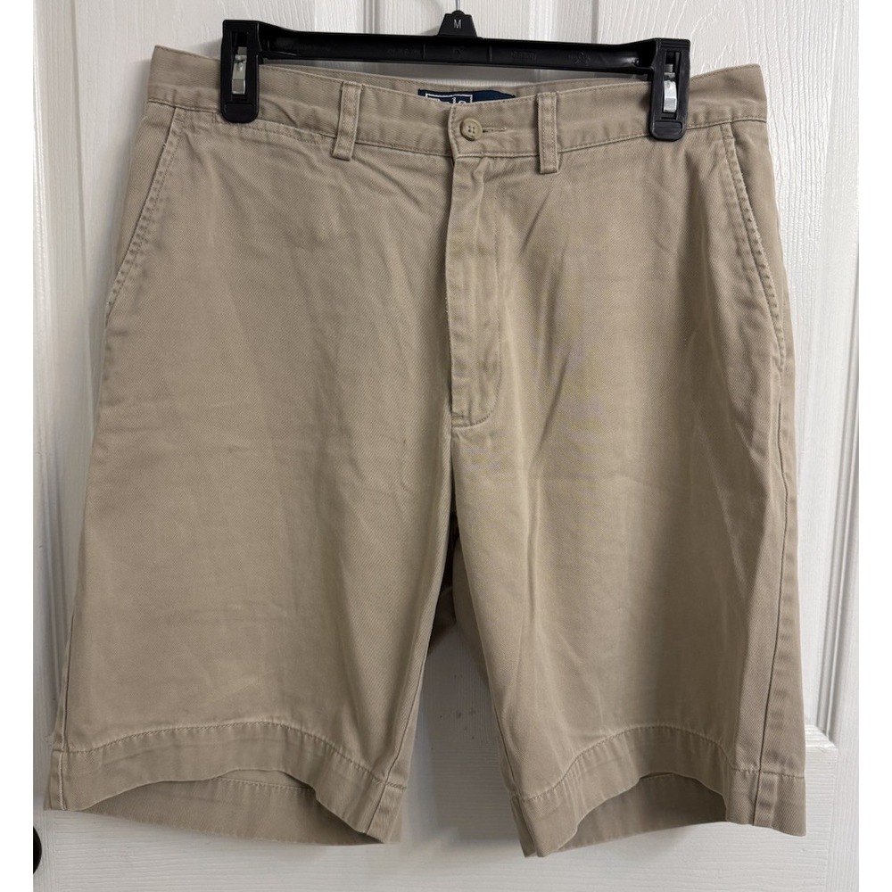 VTG Polo Ralph Lauren Prospect Short Men's 32 Chino Khaki Flat Front Preppy 9"